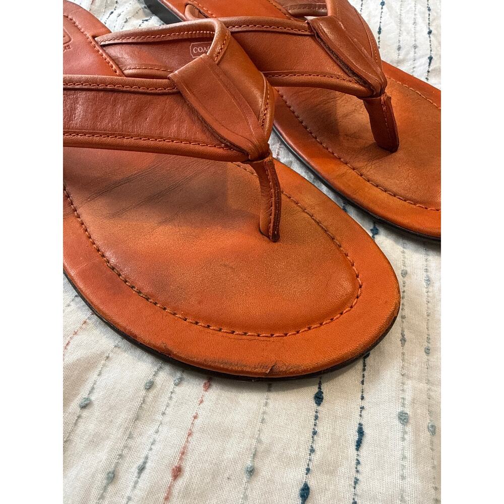 Coach Parker VTG Men’s Brown Leather Flip Flops Sandals Size 12 - Picture 5 of 6